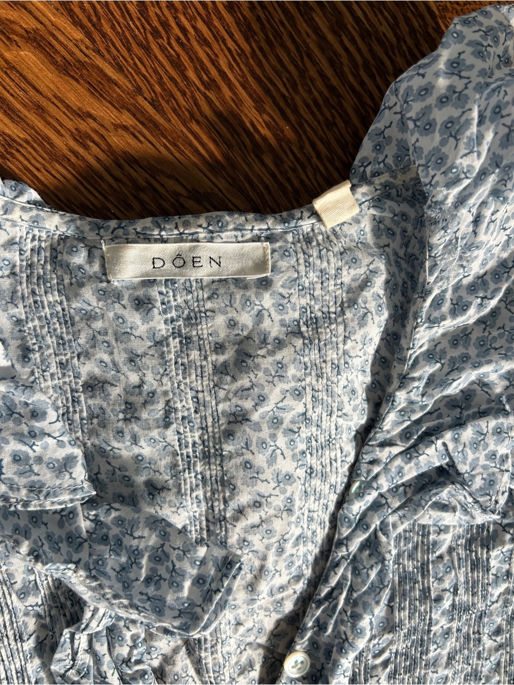 NWOT Doen Leanna Blue Floral Shirt - Picture 5 of 7